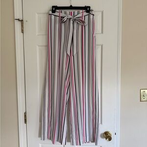 White House Black Market Striped Wide Leg Pants - Pink, Black, White